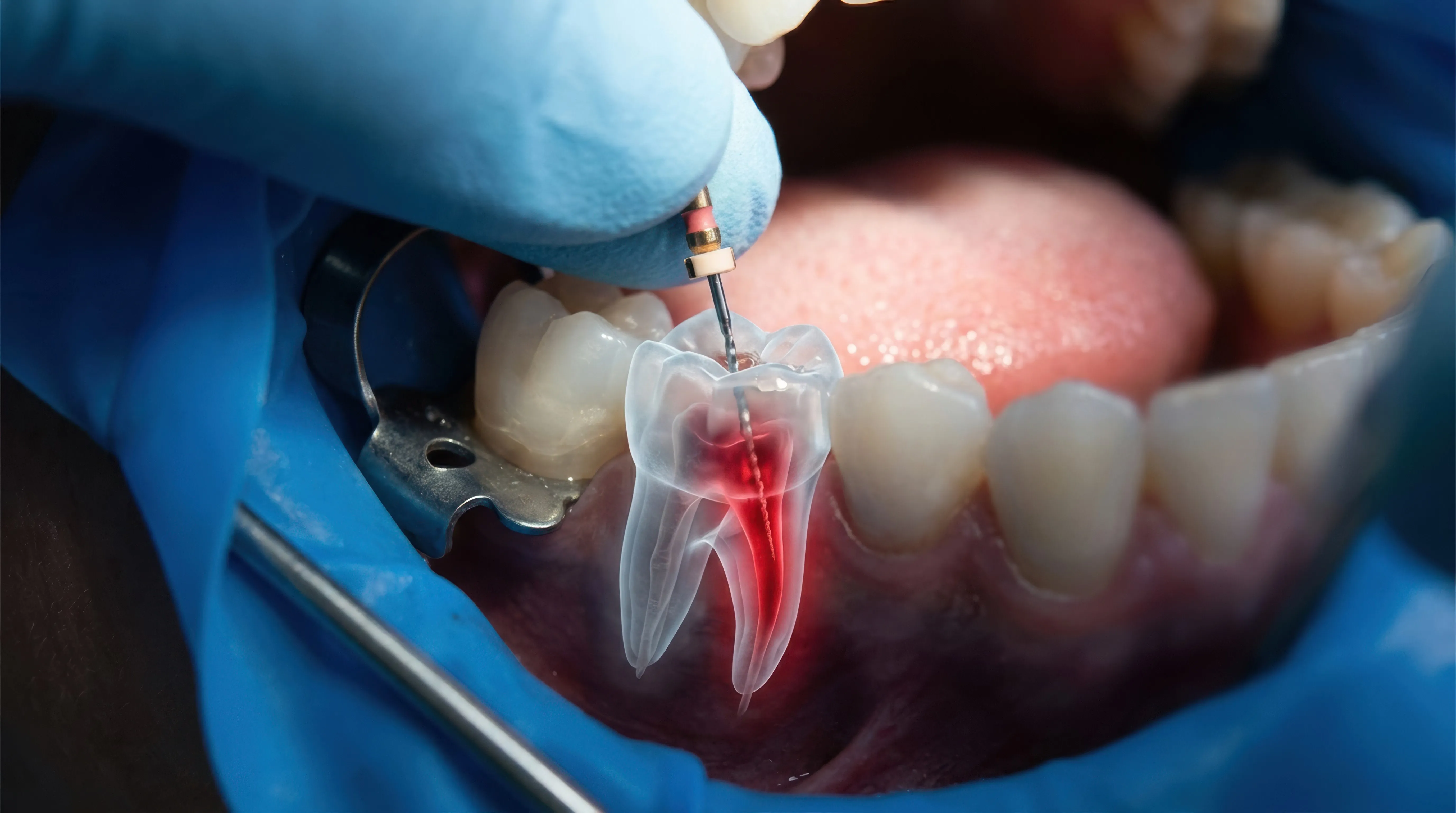 A root canal file inside a tooth